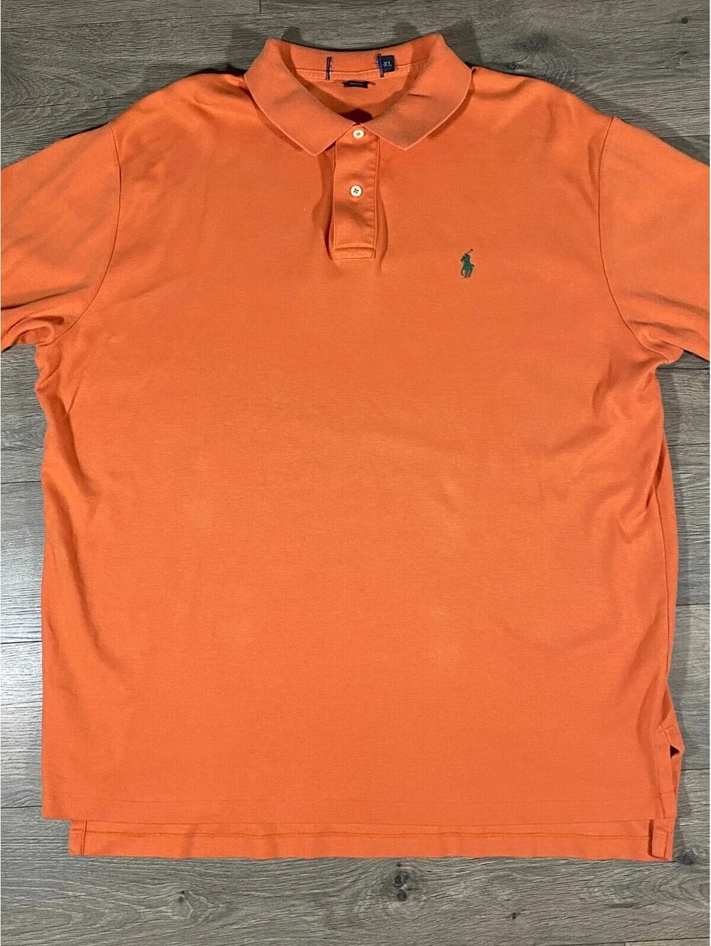 Polo Ralph Lauren Polo Shirt Mens XL Orange Green Pony 100% Cotton Preppy